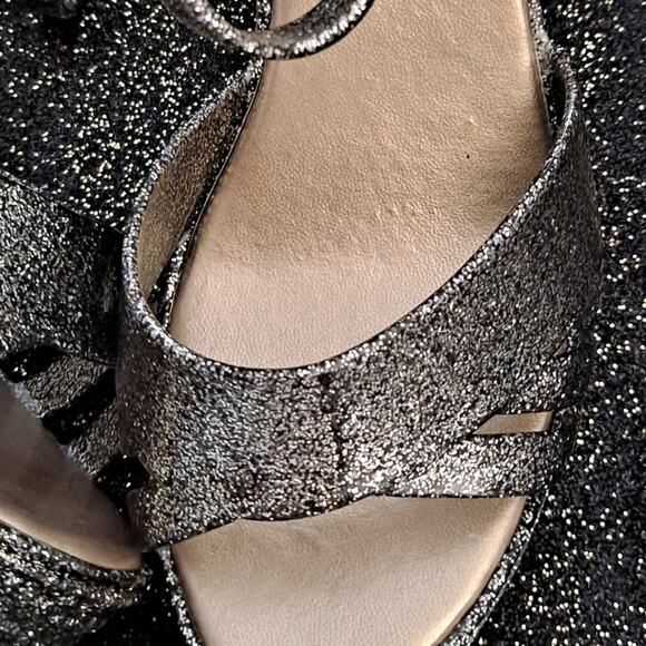 Sz 8 Silver Glitter Jelly Block High Heel Sandals Shoes NEW Platform Metallic - Picture 7 of 8